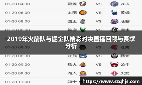 2019年火箭队与掘金队精彩对决直播回顾与赛季分析